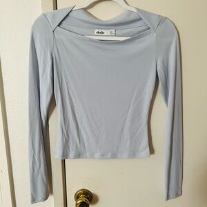 Elodie Pale Blue Boatneck Long Sleeve Top